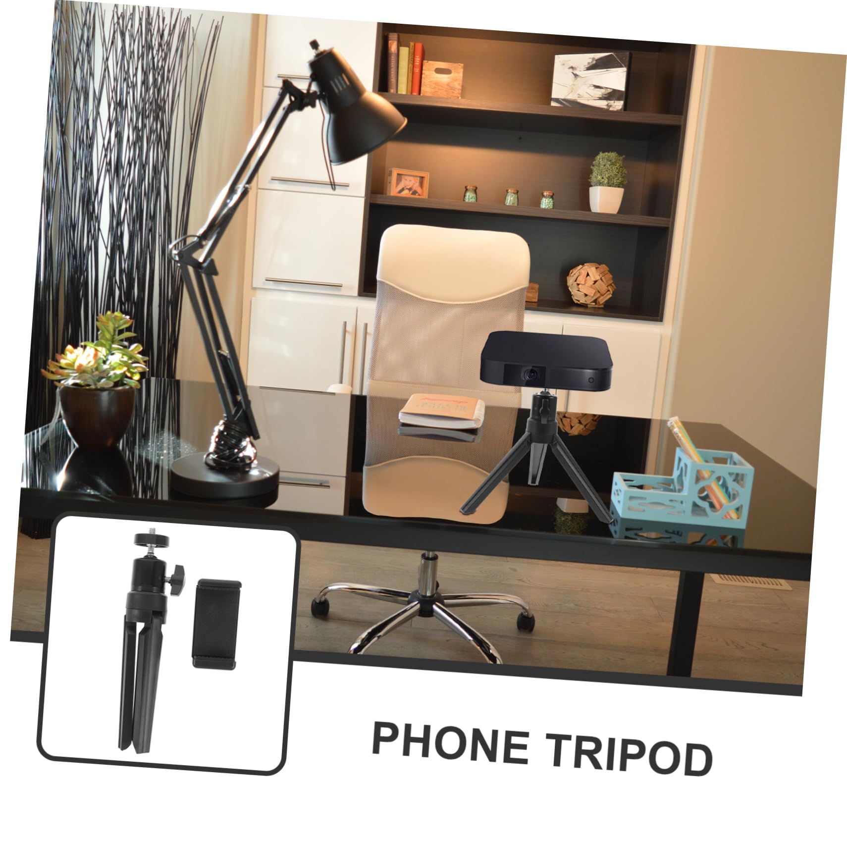 SEWACC 1 Set Portable Tripod Phone Holder Stand Tabletop Support for Mobile and Tablet Lightweight Design for Home Office Use for Video Viewing Webcasts