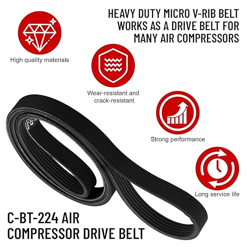 Miniatura 3 de Fuoequl Correa del compresor de aire C-BT-224 J6 47.3" para Craftsman Porter Cable DeVilbiss EXLC5G20 ACBL660V 470j6 919184260