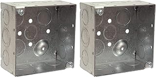 Hubbell-Raco 8232 2-1/8-Inch Deep, 1/2-Inch and 3/4-Inch Side Knockouts, Welded 4-Inch Square Box (4 INCH (2 PACK))