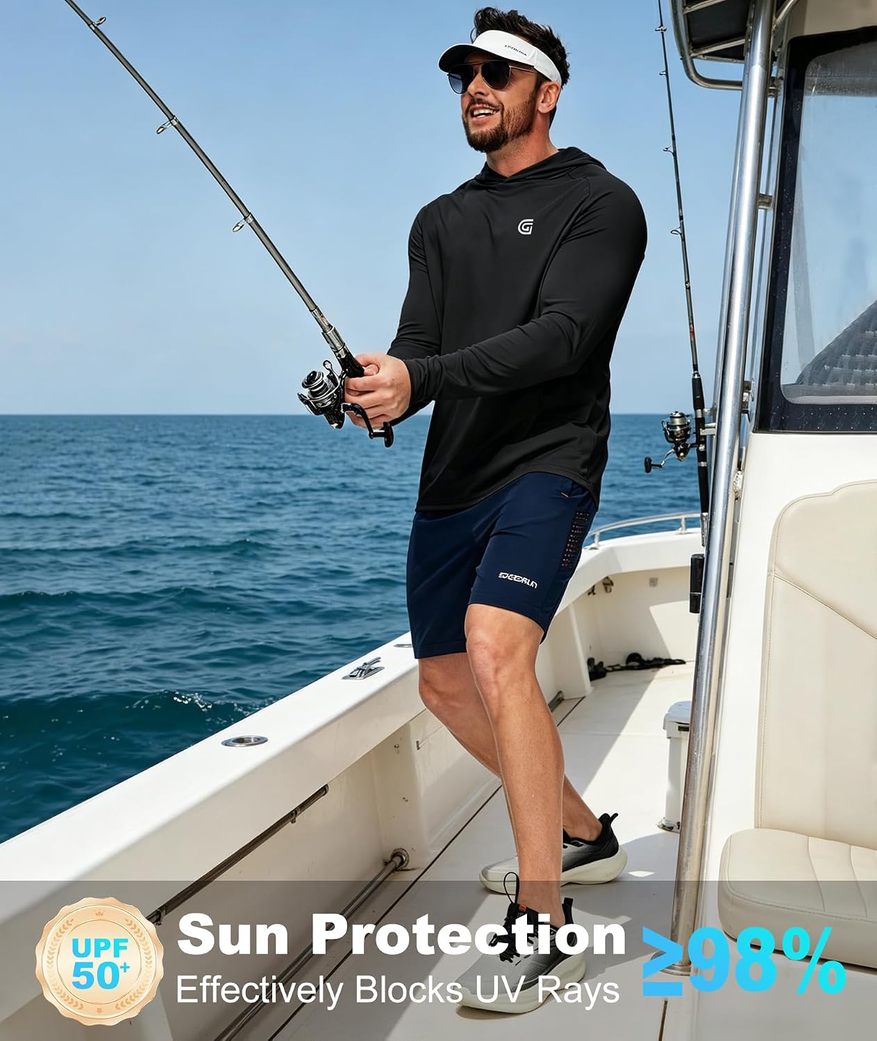 ZITY Fishing Shirts for Men UPF 50+ Sun Protection Hoodie Long Sleeve Rash Guard Lightweight Quick Dry UV Shirt image 2