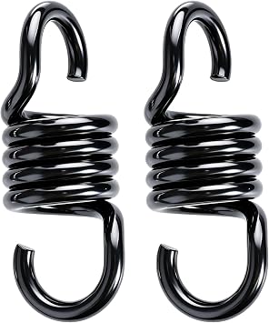 Aheucndg Heavy Duty Hammock Hanging Kit, 2 Pack 1100LBS Hammock Chair Spring, Porch Swing Spring Hook for Outdoor Indoor Activity, Black
