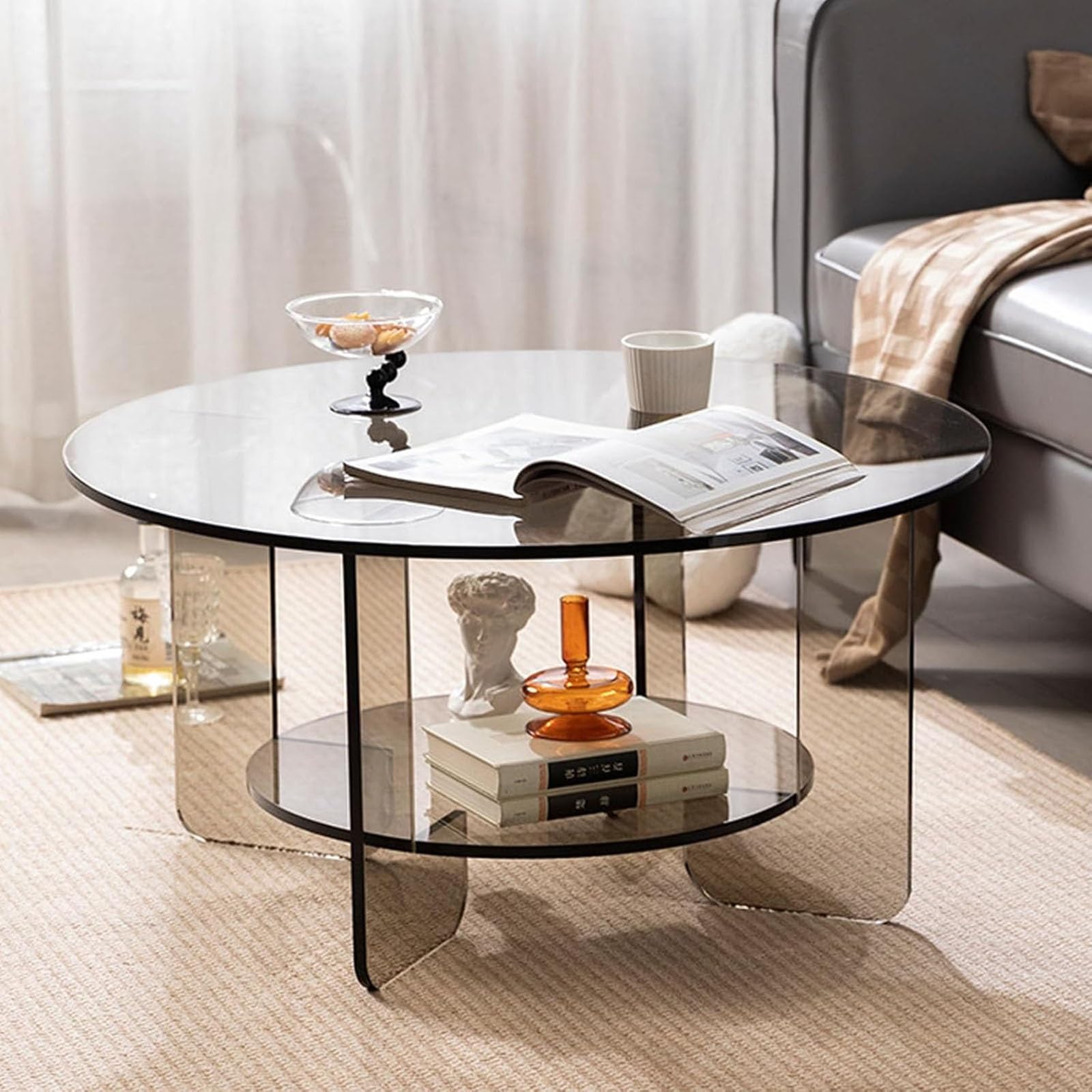 Table d'appoint ronde en acrylique de haute qualité au design épuré et minimaliste