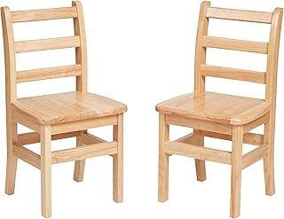ECR4Kids Three Rung Ladderback Chair, Classroom Seating, Natural, 2-Pack