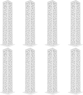 8Pcs White Tall Roman Column, Wedding Carved Pillar Decoration Flower Stands Wedding Flower Column Set with LED Lights for Party Christmas Birthday Home Decoration