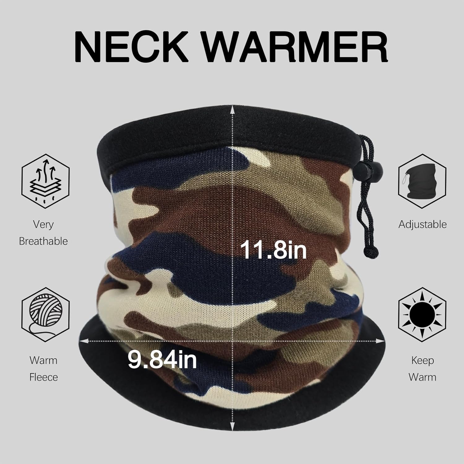 4 Pieces Winter Neck Warmers Fleece Gaiter Windproof Face Face Mask Scarf Covering for Men Women - Image 2