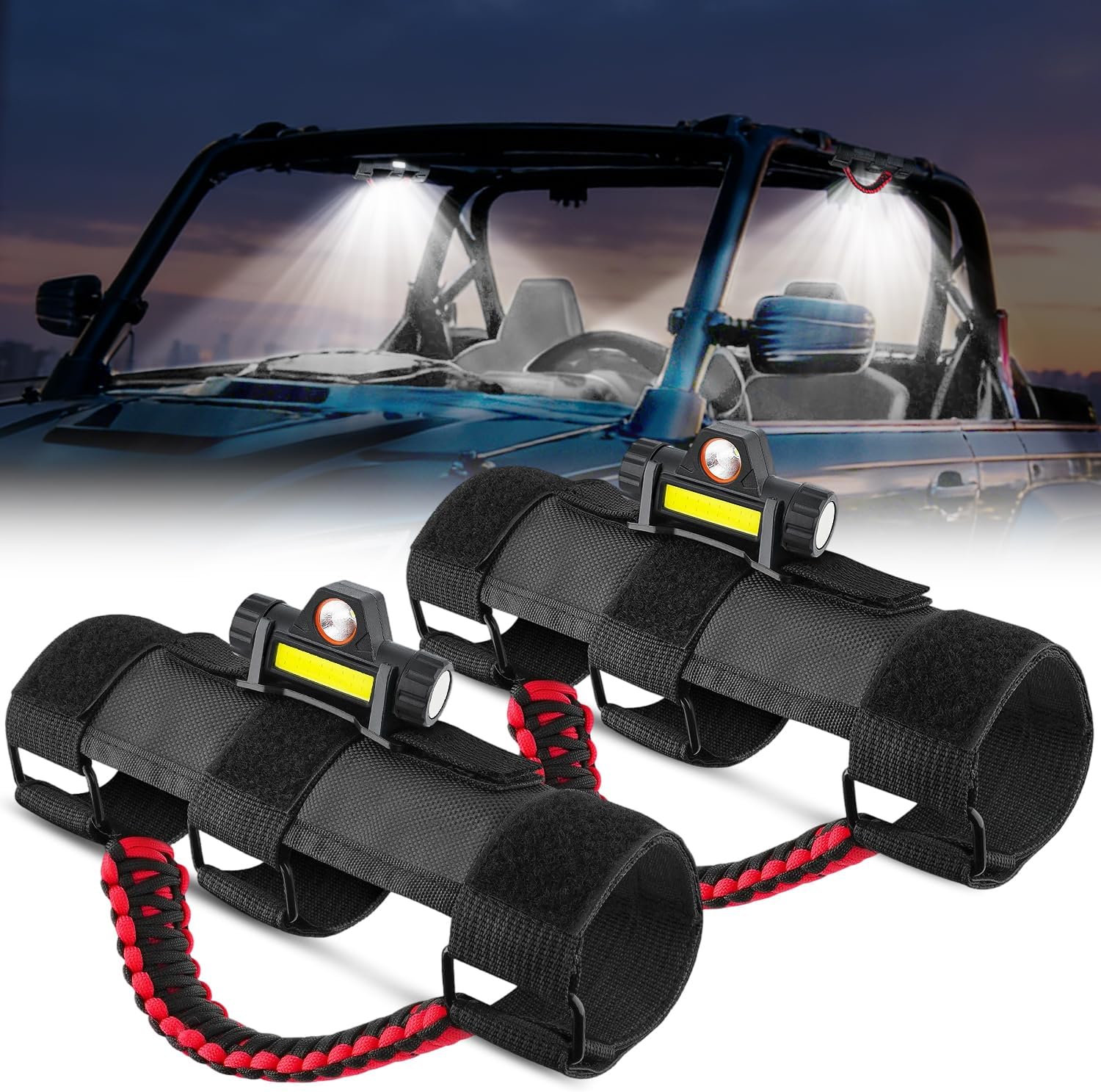 Nilight UTV Dome Light w/Grab Handle Universal 1.75”-2.0” Roll Bar Mount LED Interior Lights Spot Flood Combo Beam for ATV Can-Am Polaris RZR Buggy Golf Off-Road Vehicle