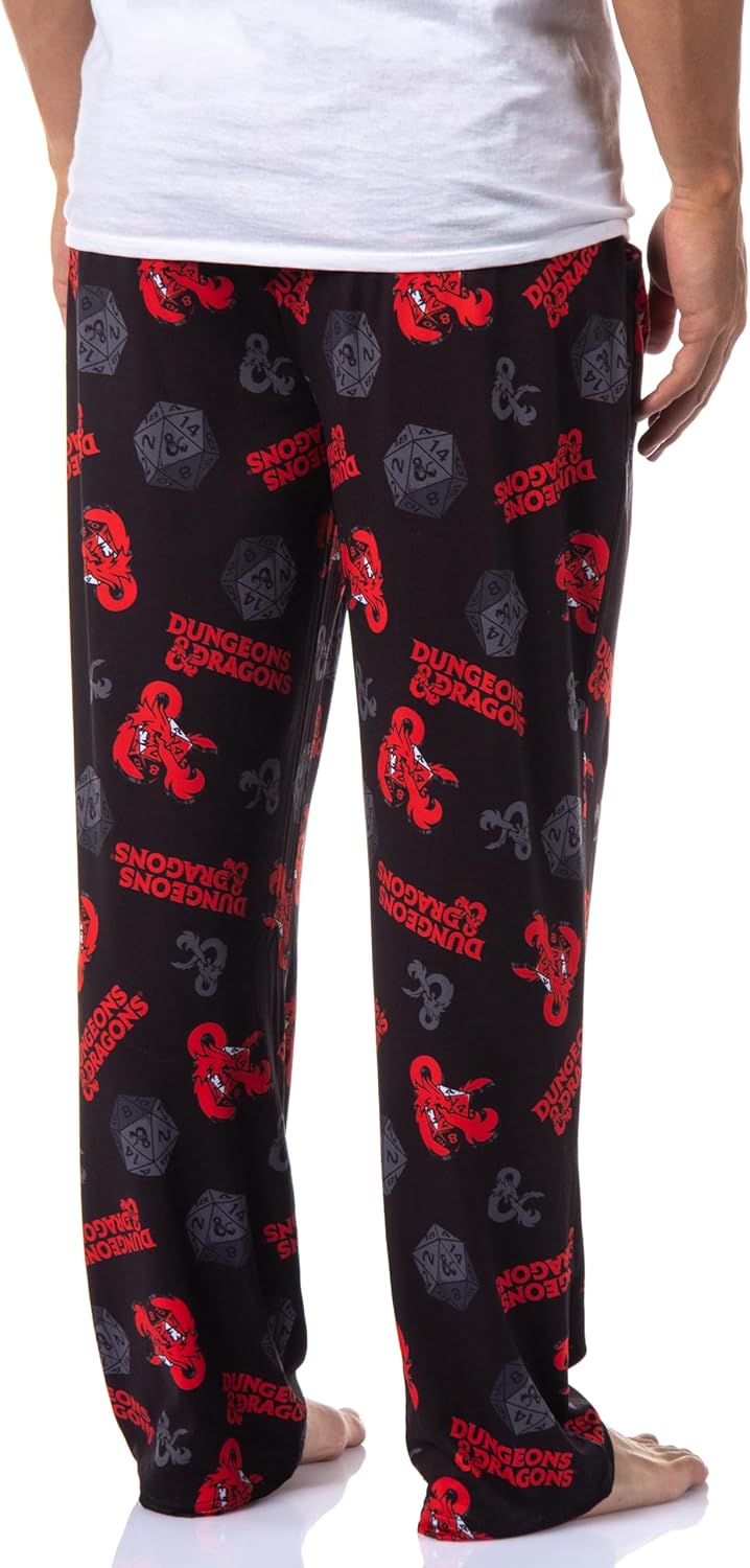 Dungeons & Dragons Mens' Tossed Print Logo Nat 20 Dice Sleep Pajama Pants - Image 4