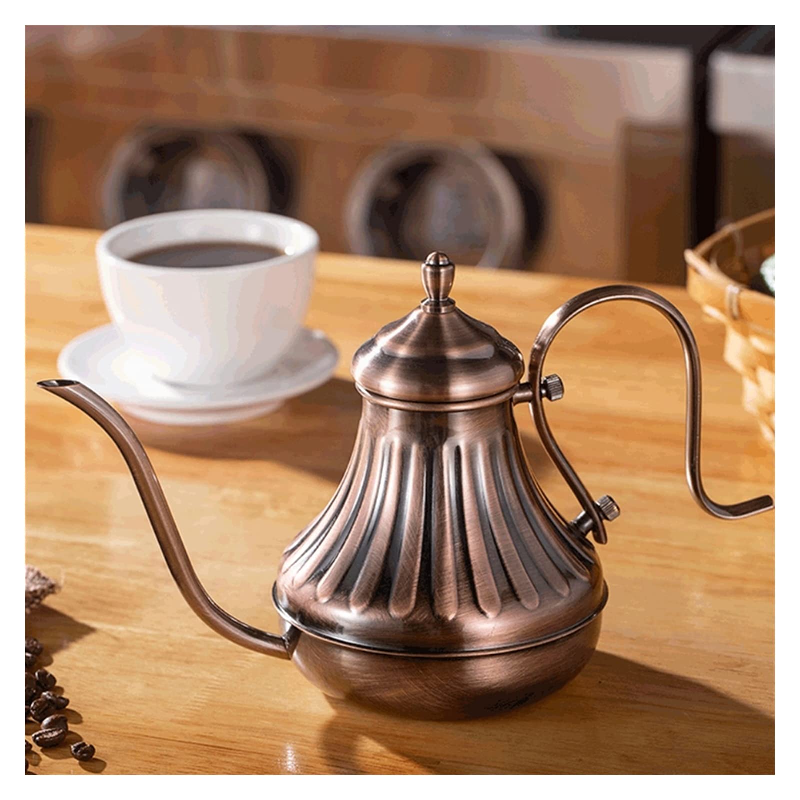 Cafetera Cafetera Cafetera Fina Boca Cabeza Café Café Caballera Larga Poder Sobre Coffee Kettle Bronce 304 Acero inoxidable Bricolaje Coffe Maker Tetera Francesa Prensa Acero Inoxidable cafetera
