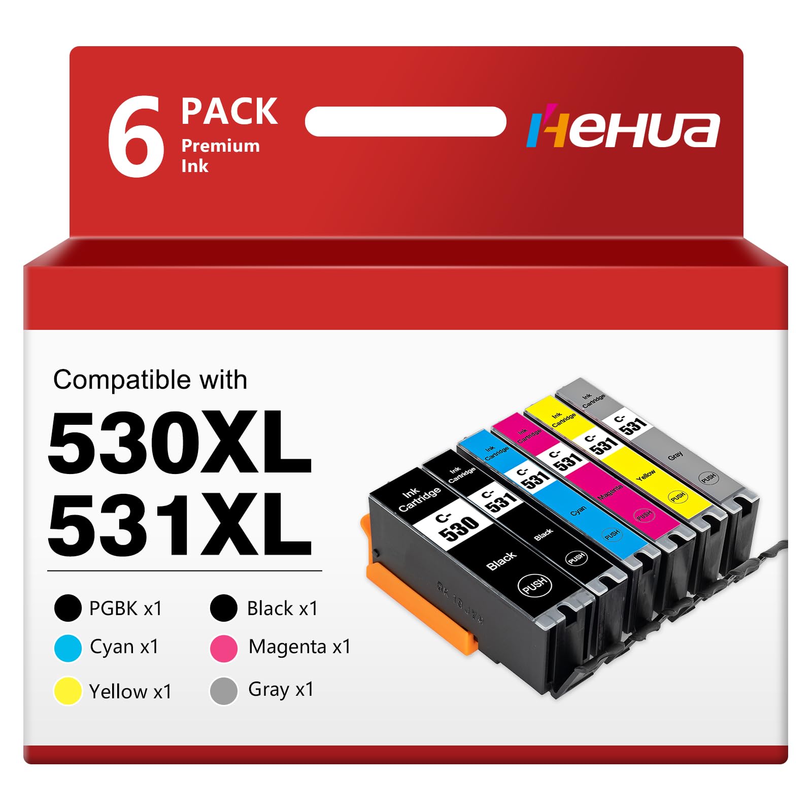 hehua 530 531 XXL TS8750 Cartuchos de Tinta Multipack Compatible para Canon PGI-530 CLI-531 Cartuchos Compatible para Canon PIXMA TS8750 TS8751 Cartuchos de Impresora PGI530 CLI531 (Paquete de 12) — view 9
