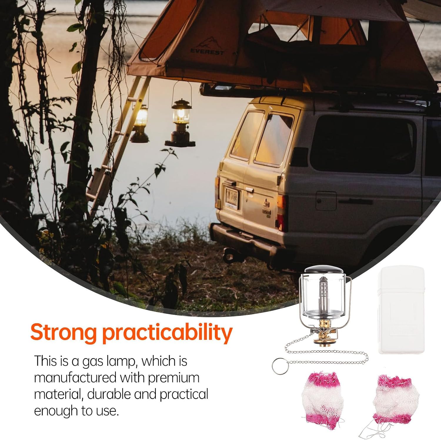 KICHOUSE Gas Camping Lantern Portable Outdoor Gas Lamp Multifunction Exploration Light for Tent Illumination and Emergency Use