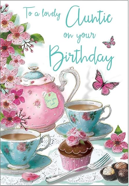 Birthday Card Auntie - 9 x 6 inches - Regal Publishing, White