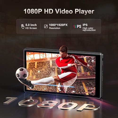 Miniatura 4 de Reproductor de MP3 de 96 GB con Bluetooth WiFi, Android 13 OS MP3 y reproductores de MP4 con pantalla táctil IPS HD de 5 pulgadas y altavoz, 4 GB de