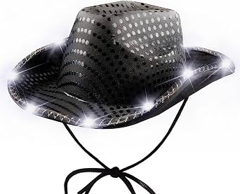 Cowboy Hat Cowgirl Hat with Sequined Brim, Men Women Hats for Bachelorette Party & Halloween