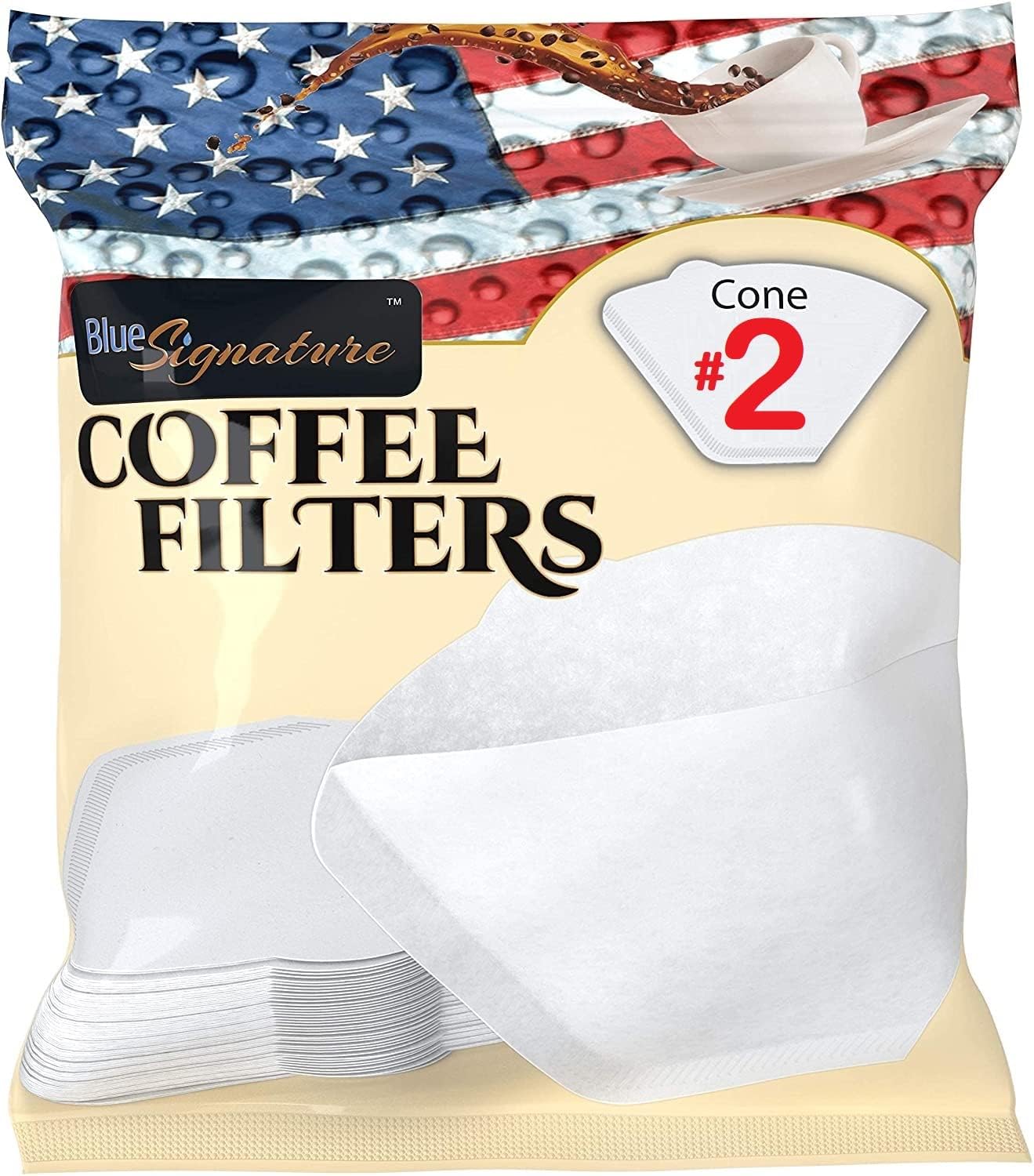 Coffee Filters 2 cone, 40 Premium pour over coffee filter White paper, for 1 cup