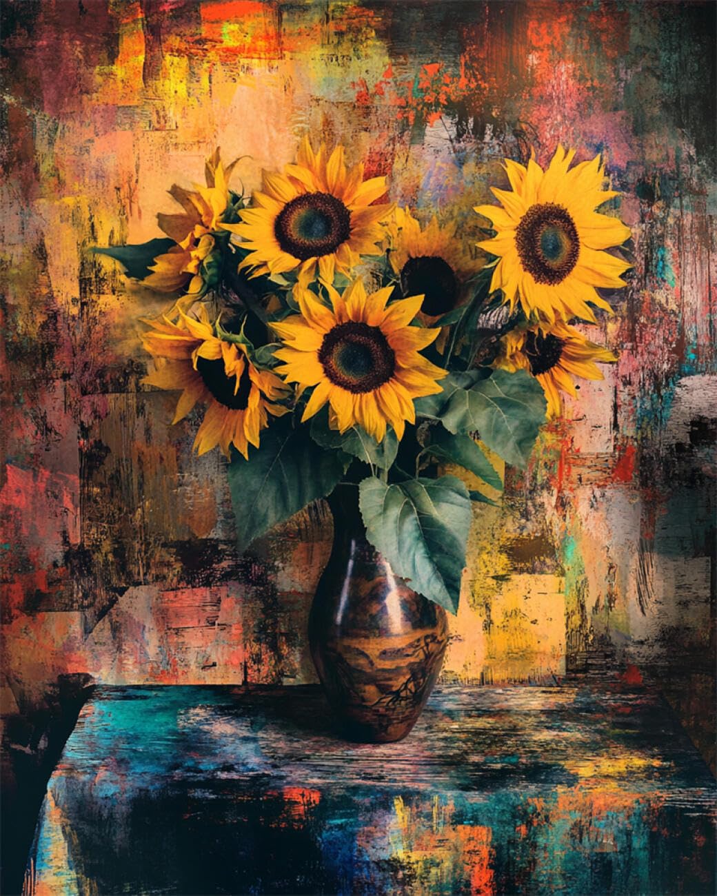 RKFLGEW DIY Bead Embroidery Kit Sunflowers in A Vase 30x40cm