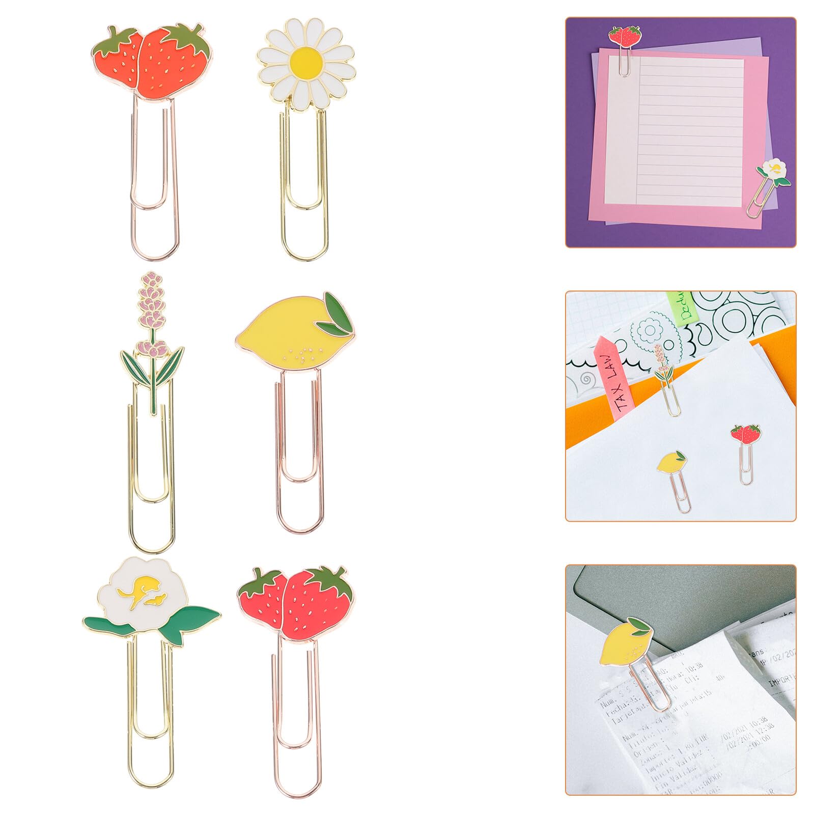 HOMSFOU 4 set Graffetta Per Graffetta Per Carta In Metallo Cartoon Graffette Piccole Graffette Graffette Per Documenti Piccoli Graffette 6 pezzi*4