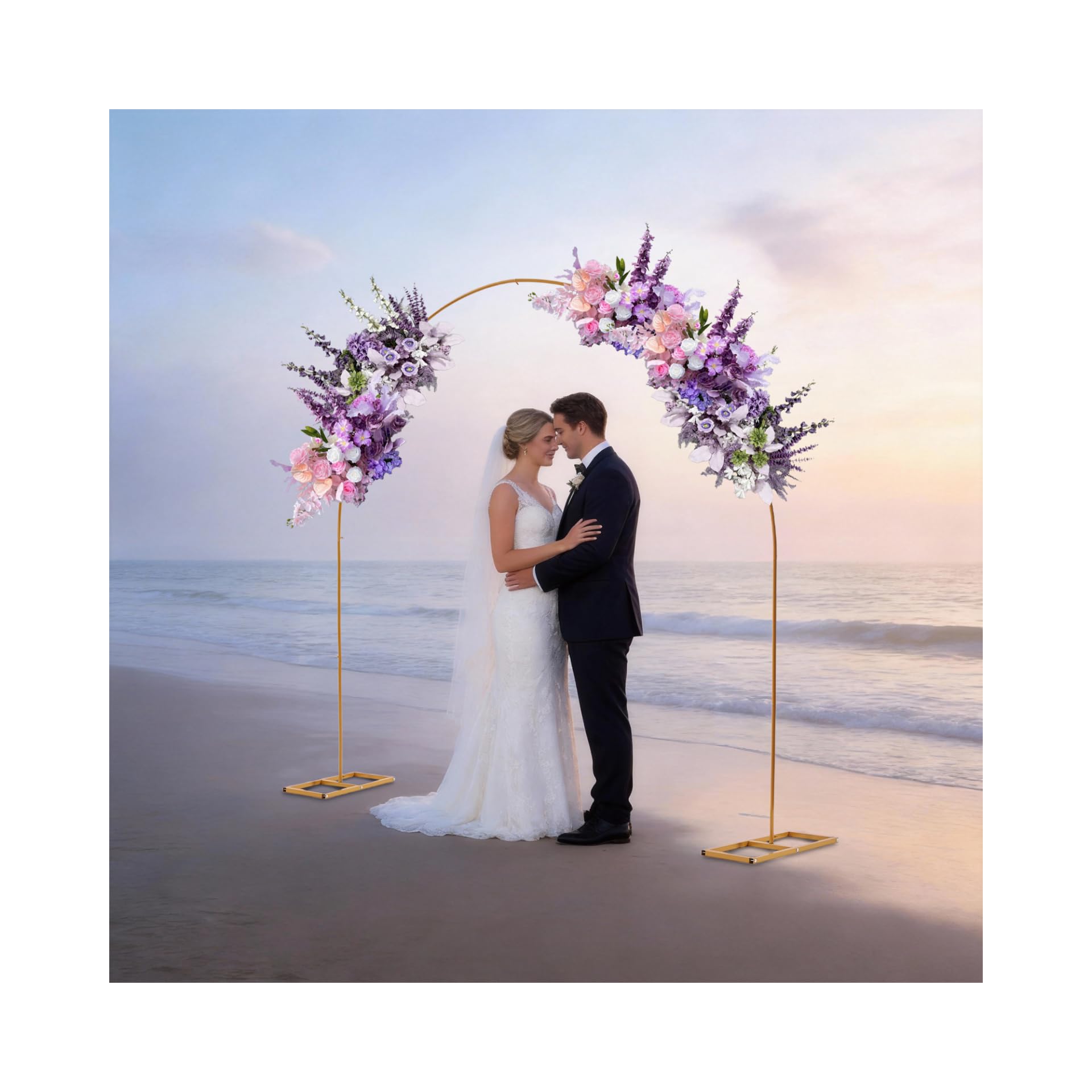 2,3 x 2,3 m, arco di nozze in metallo, con base, supporto per palloncini e fiori, decorazione regolabile, per matrimonio, compleanno, fidanzamento, laurea, riutilizzabile