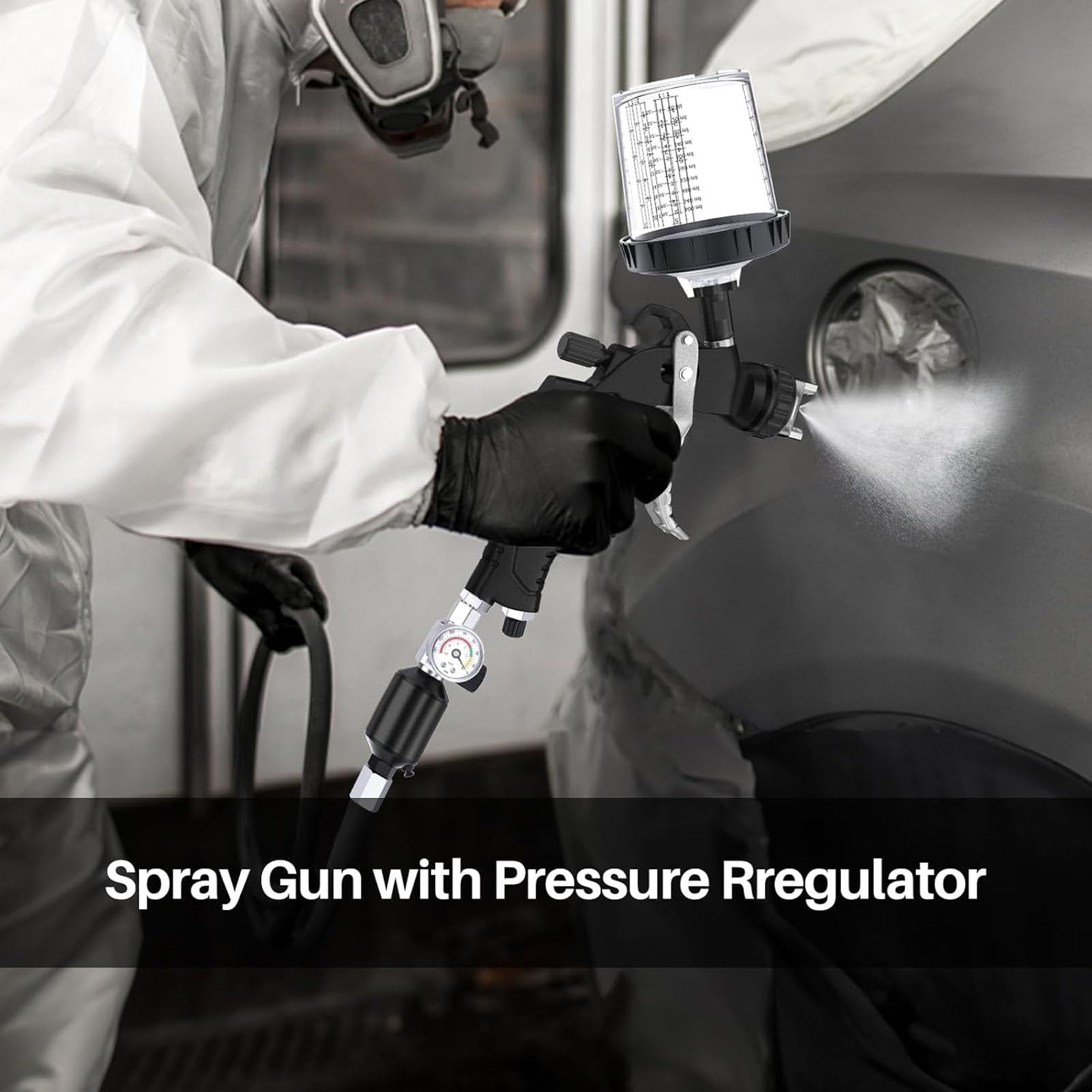 Generic Pistola a Spruzzo per Verniciatura Professionale HVLP con Regolatore D'aria per Applicazioni Automobilistiche Capacità 650 Ml