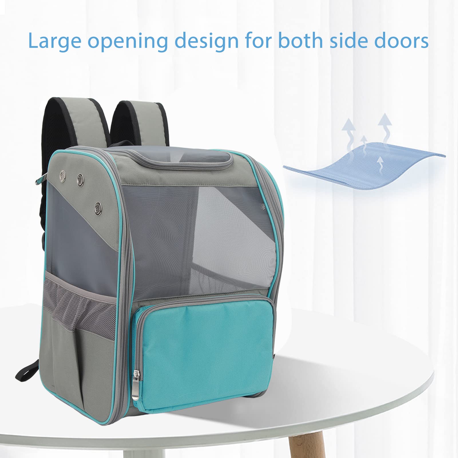 Zaino per trasportino per animali domestici, Zaino per trasportino per cani gatto traspirante Borsa per zaino per animali domestici per escursioni Viaggi All'aperto Tenere animali (Blu)