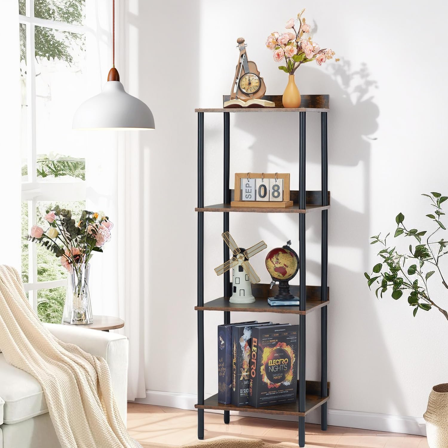 Amazon.co.jp: AKACIJA 4段 オープンシェルフラック スリム設計 幅40