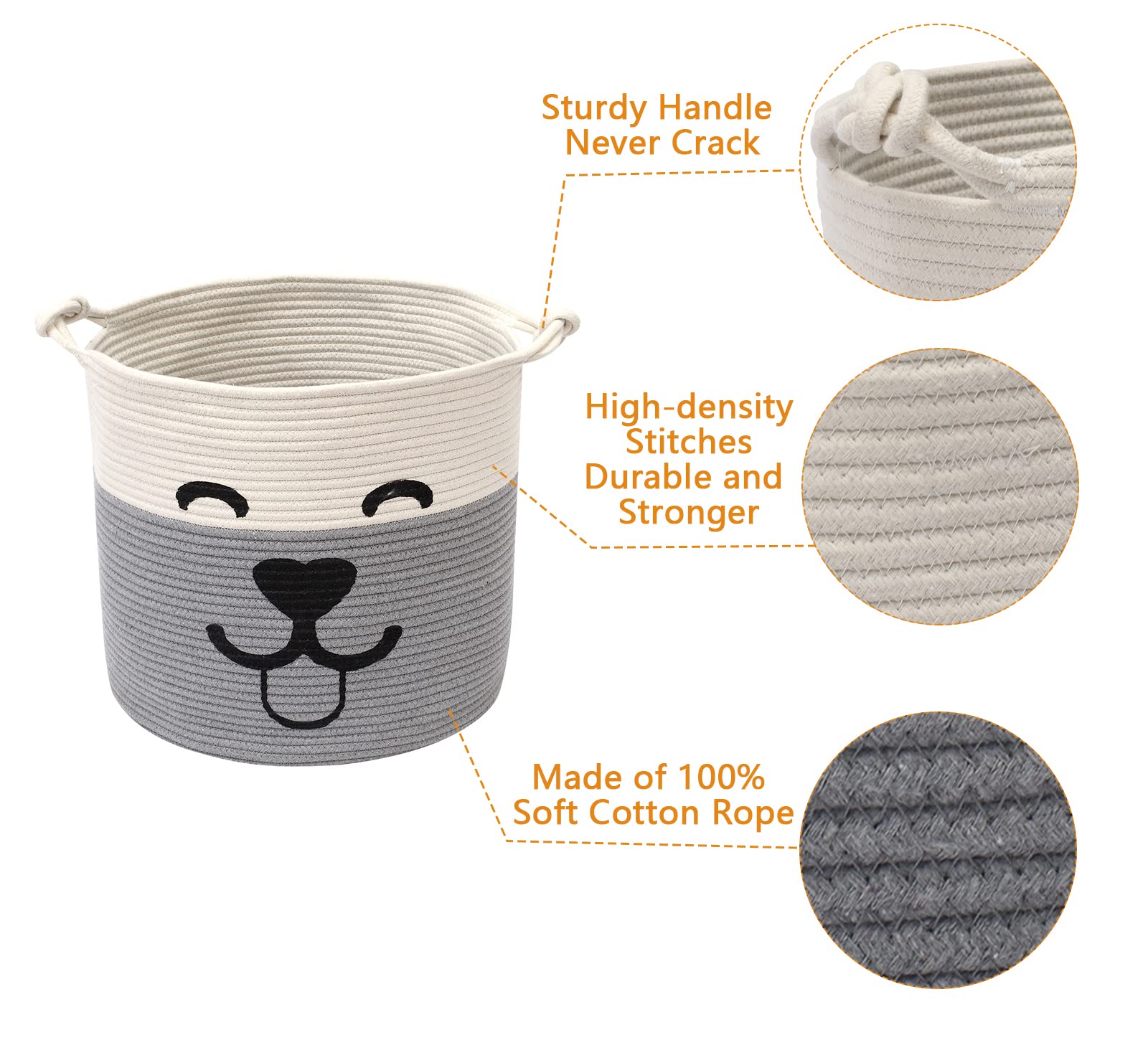 Cestino Porta Giocattoli Per Cani E Gatti Morezi - Grande Contenitore In Cotone Grigio Per Soggiorno E Casa - Foto 9