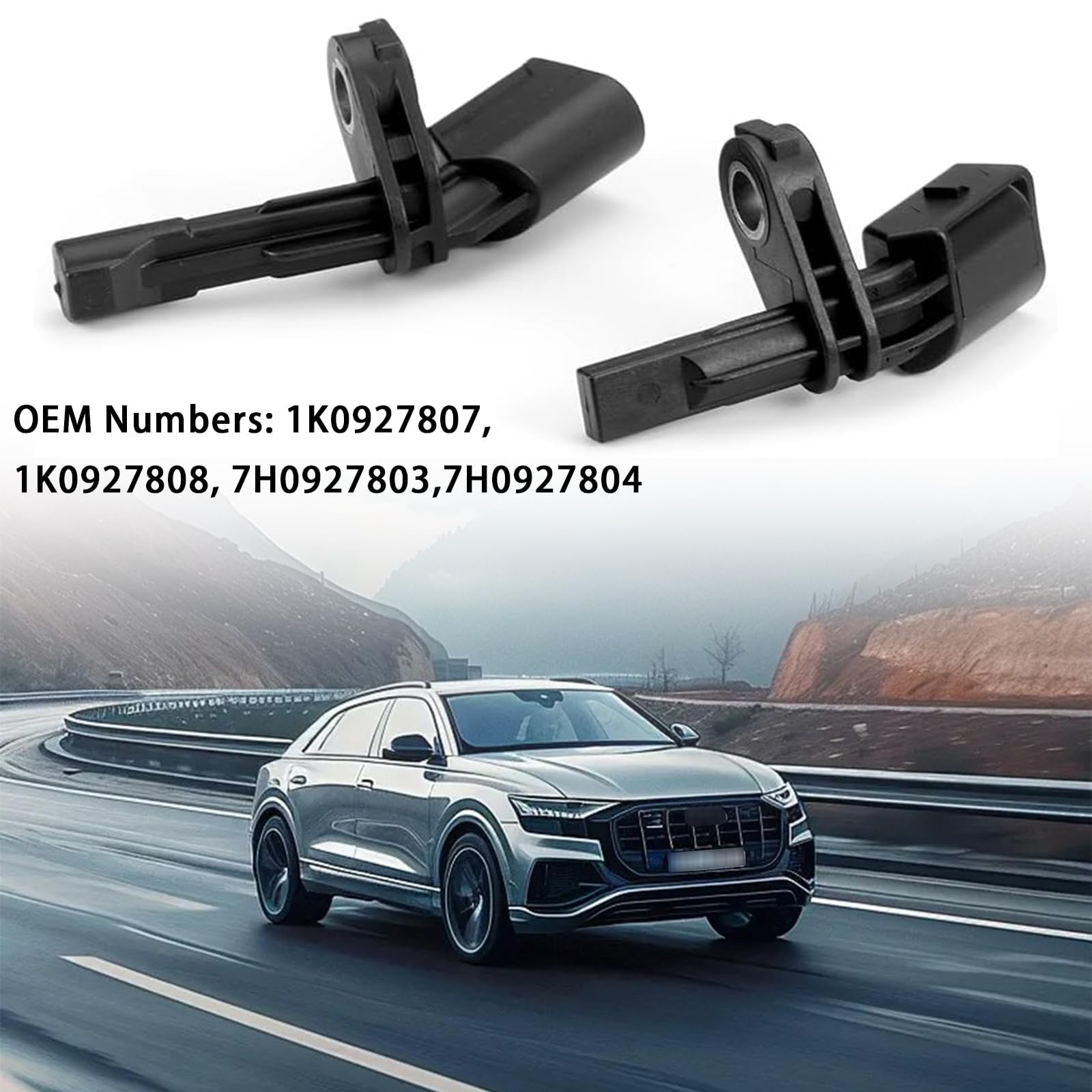 Lot de 4 capteurs de vitesse de roue, capteurs ABS avant et arrière gauche et droit pour Audi A3 VW Golf Jetta Passat Touran Tiguan Remplacement direct pour 1K0927807 1K0927808 7H0927803