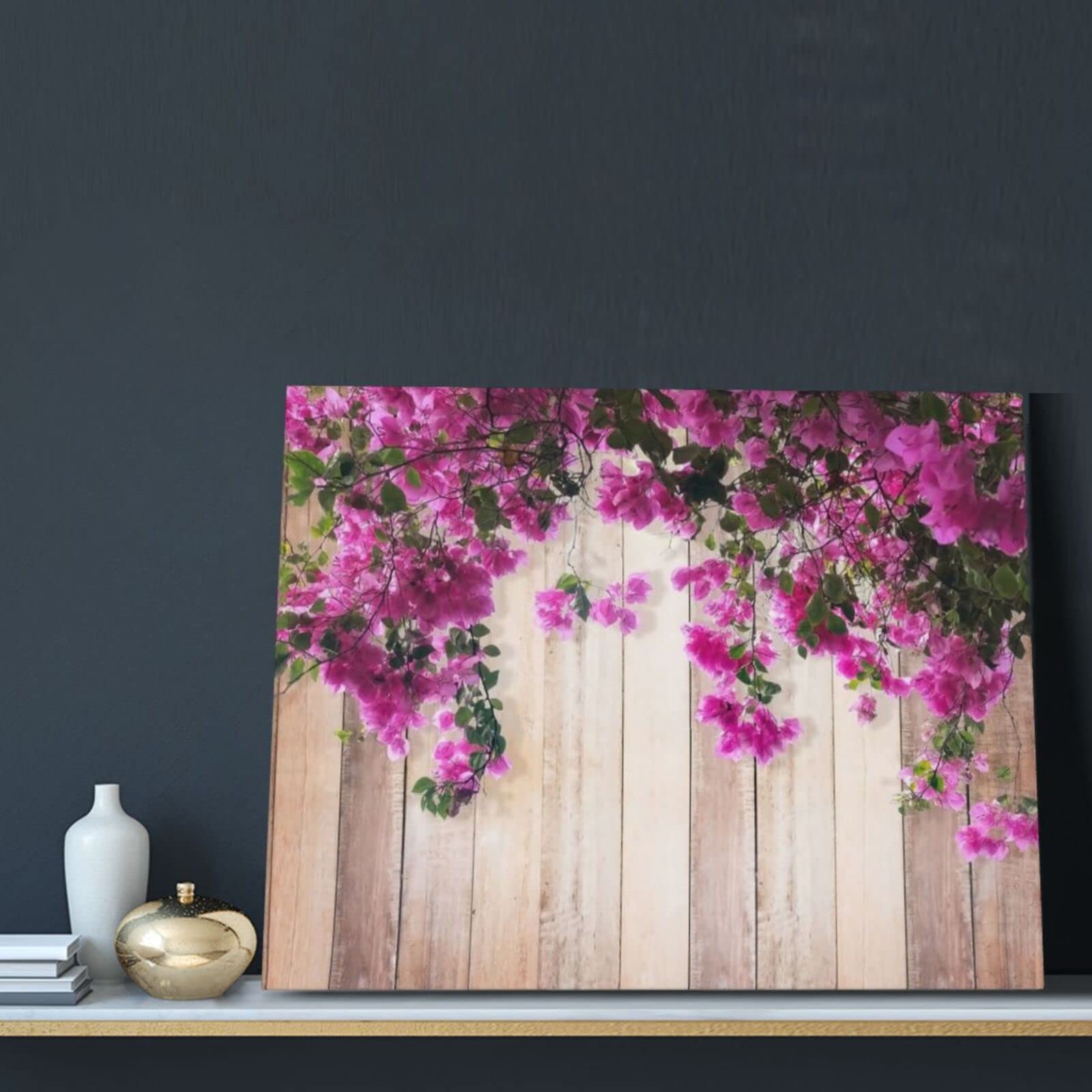 Amazon.co.jp: 油絵 ブーゲンビリア ピンク 木製の壁パネル ポスター
