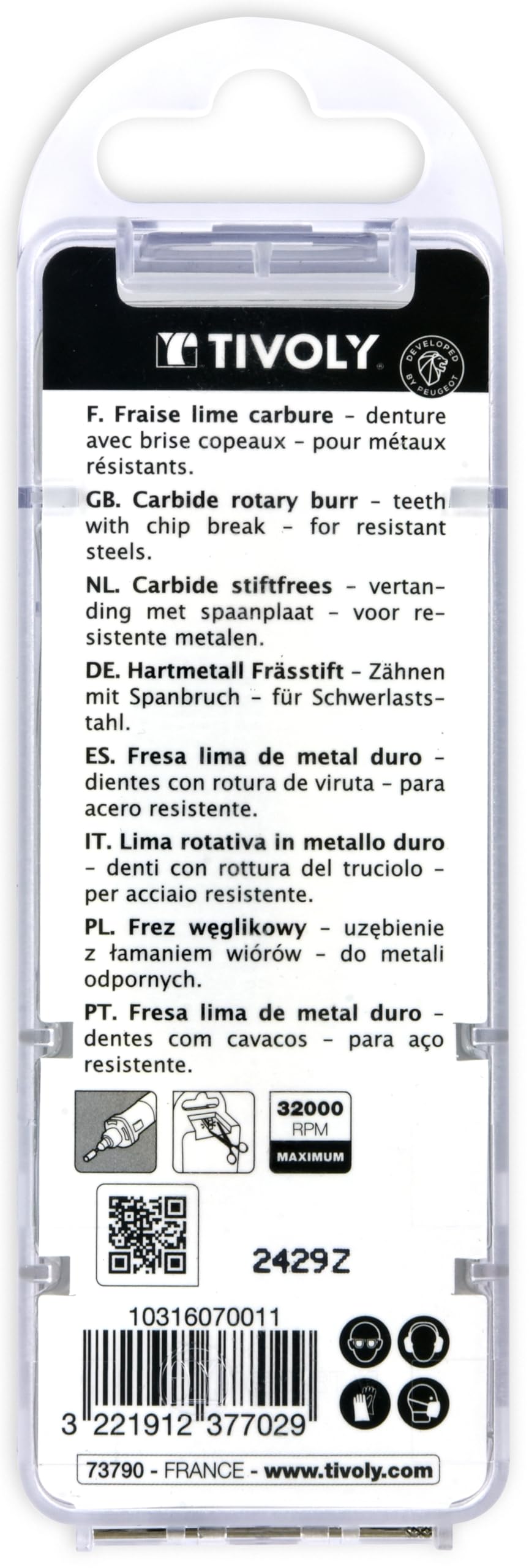 TIVOLY - Coffret 3 Fraises Limes Carbure L80mm/Ø3-4-6mm - Fraisage des Métaux les plus Résistants - Queue Cylindrique Ø3-4-6mm pour Meuleuse Droite