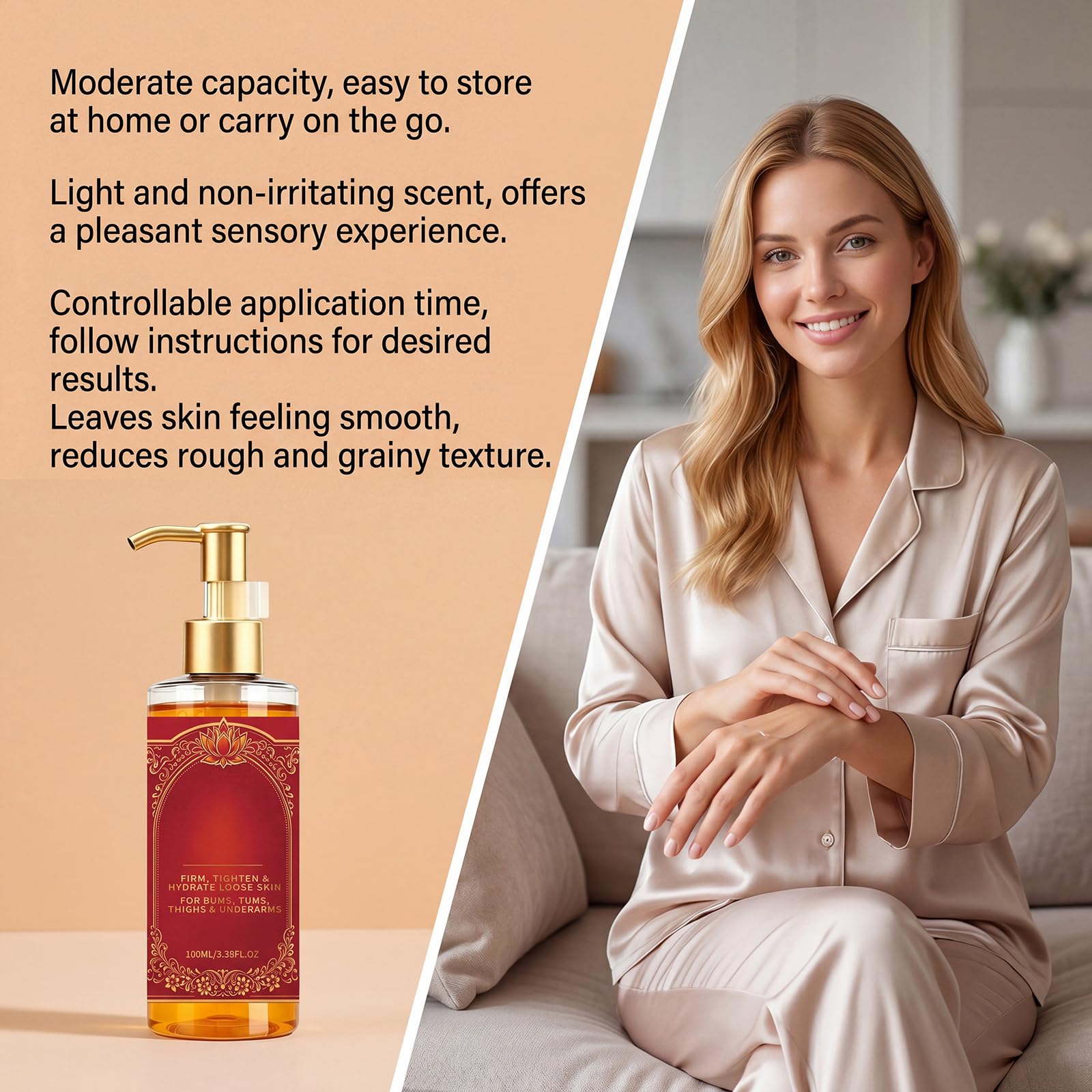 Olio per il corpo rassodante per donne - Assorbimento rapido - Olio per il corpo illuminante - Cura nutriente della pelle - Olio per il corpo setoso per l'idratazione quotidiana, tratta (8 bottiglie)