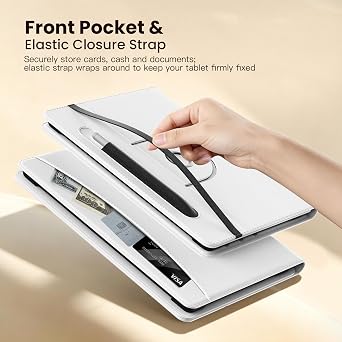 MoKo ユニバーサル11インチAndroidタブレットケース、ペンホルダー付き ホワイト