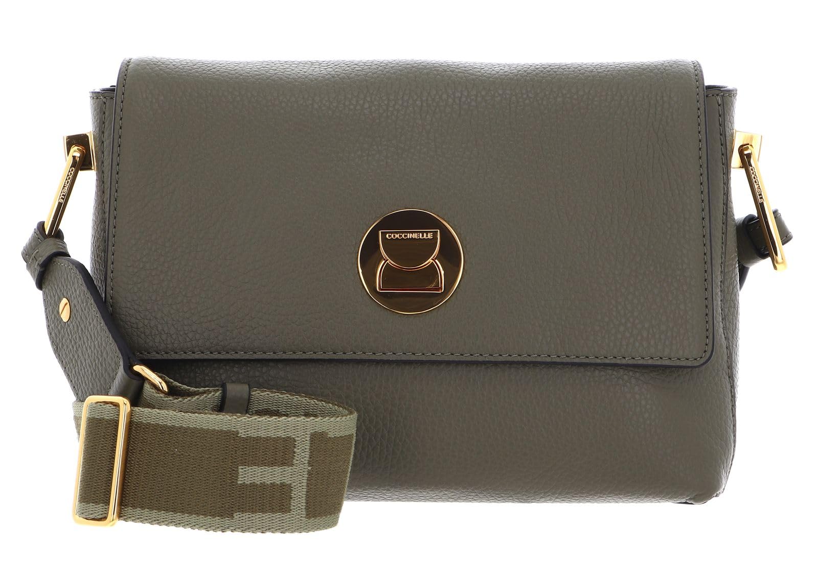 Bolso bandolera Coccinelle Liya de cuero granulado color Laurel Green verde oliva 5