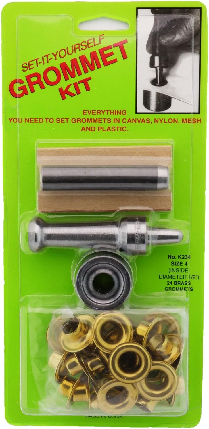 C.S. Osborne Set-It-Yourself Grommet Kit K234-4, 1/2" Hole, W/Brass Grommets
