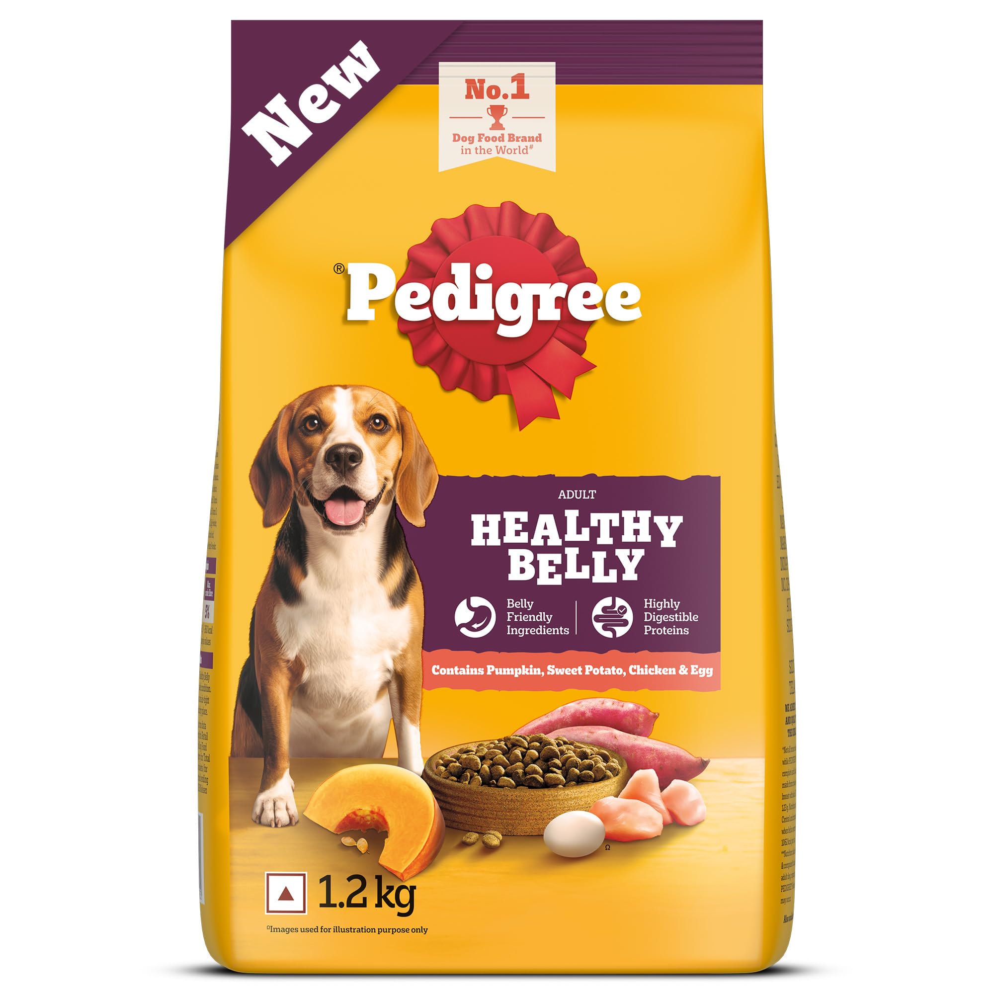 Pedigree Adult Dry Dog Food, New Healthy Belly, 1.2 kg, Belly Friendly Ingredients, Highly Digestible Proteins, Contains Pumpkin, Sweet Potato, Chicken & Egg, with Prebiotics-image-10