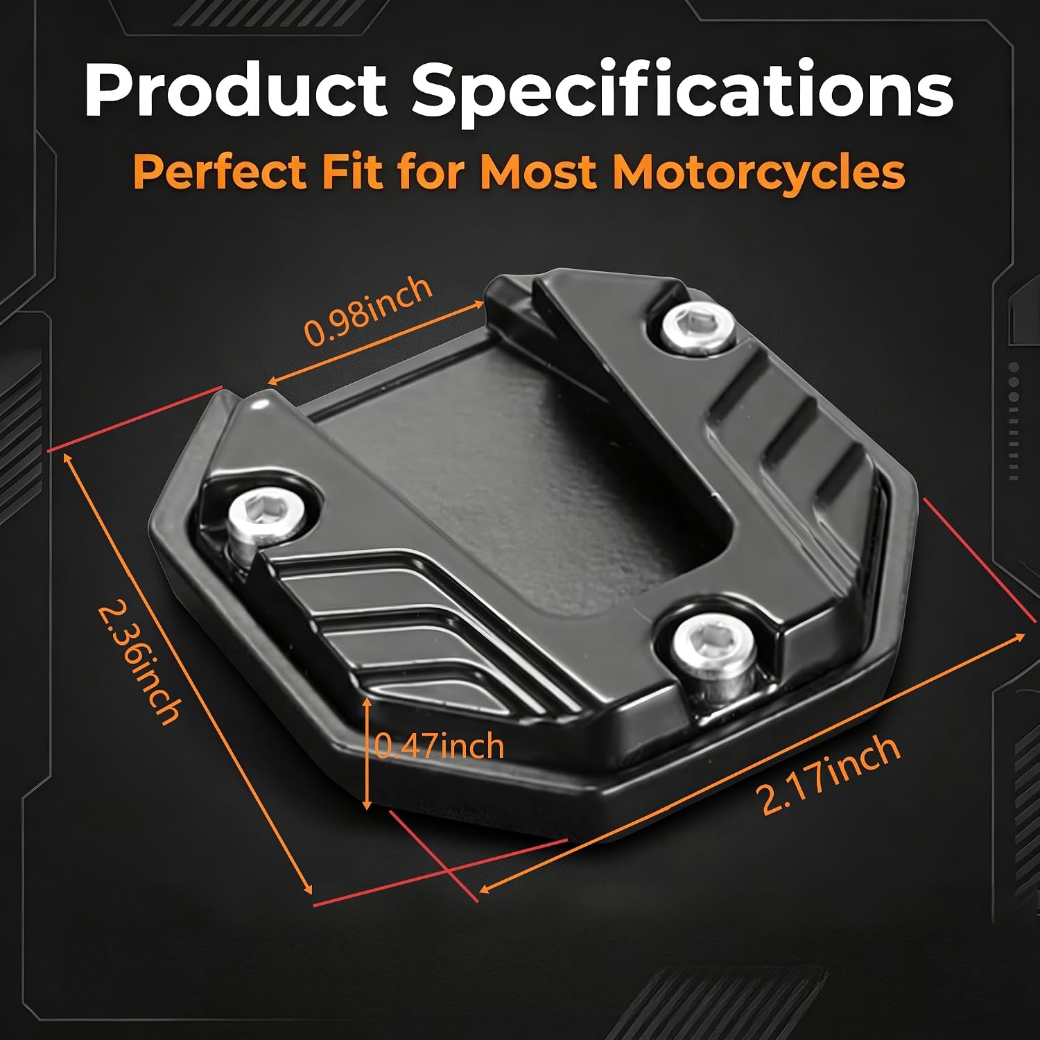 Motorcycle Kickstand Pad, Enlarged Anti-sink Non-slip Side Stand Foot Plate, Heavy-duty Alloy Kickstand Extension Pad, Parking Support Accessory for Dirt Bike Scooter E-bike (Black)