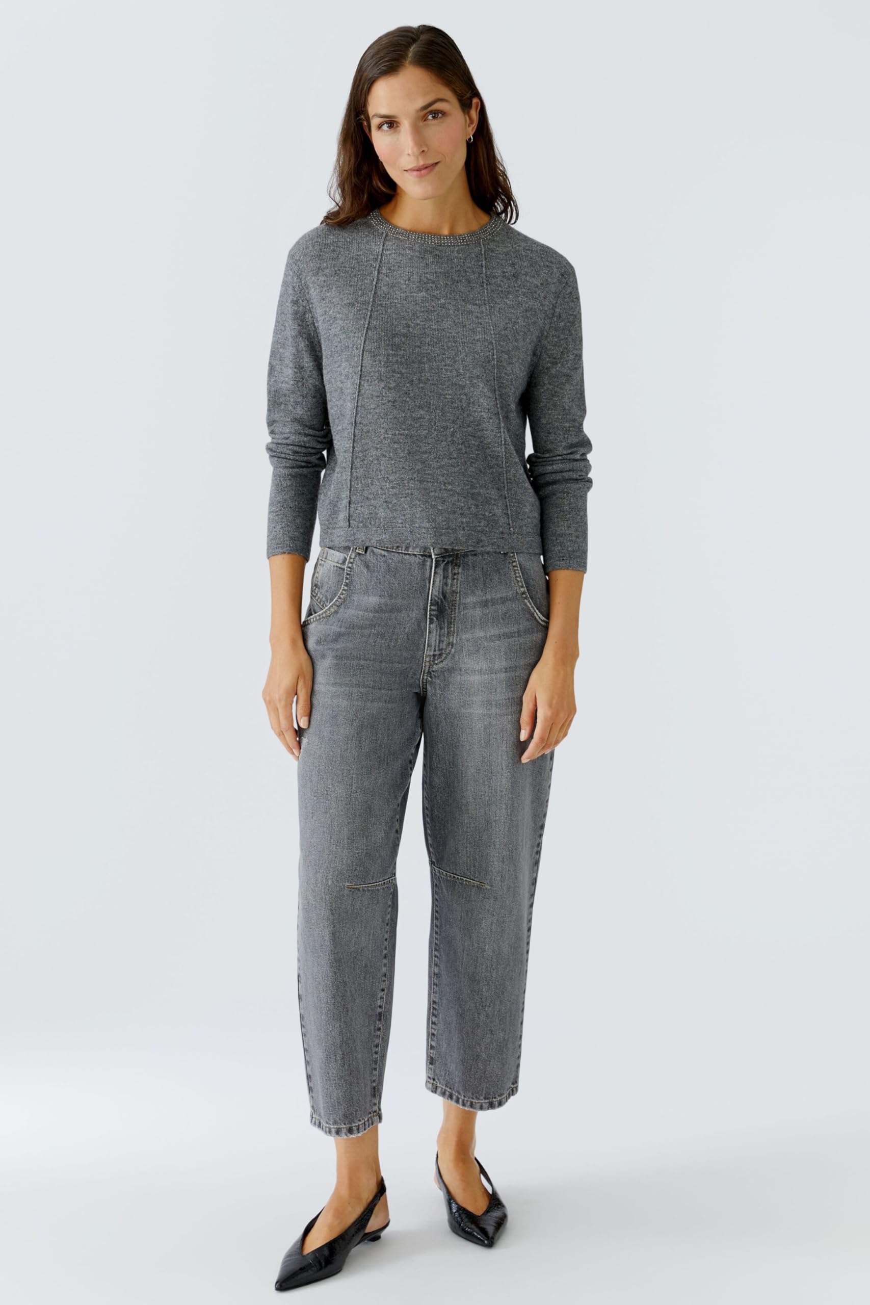 Oui Damen Pullover lässig geschnitten Uni