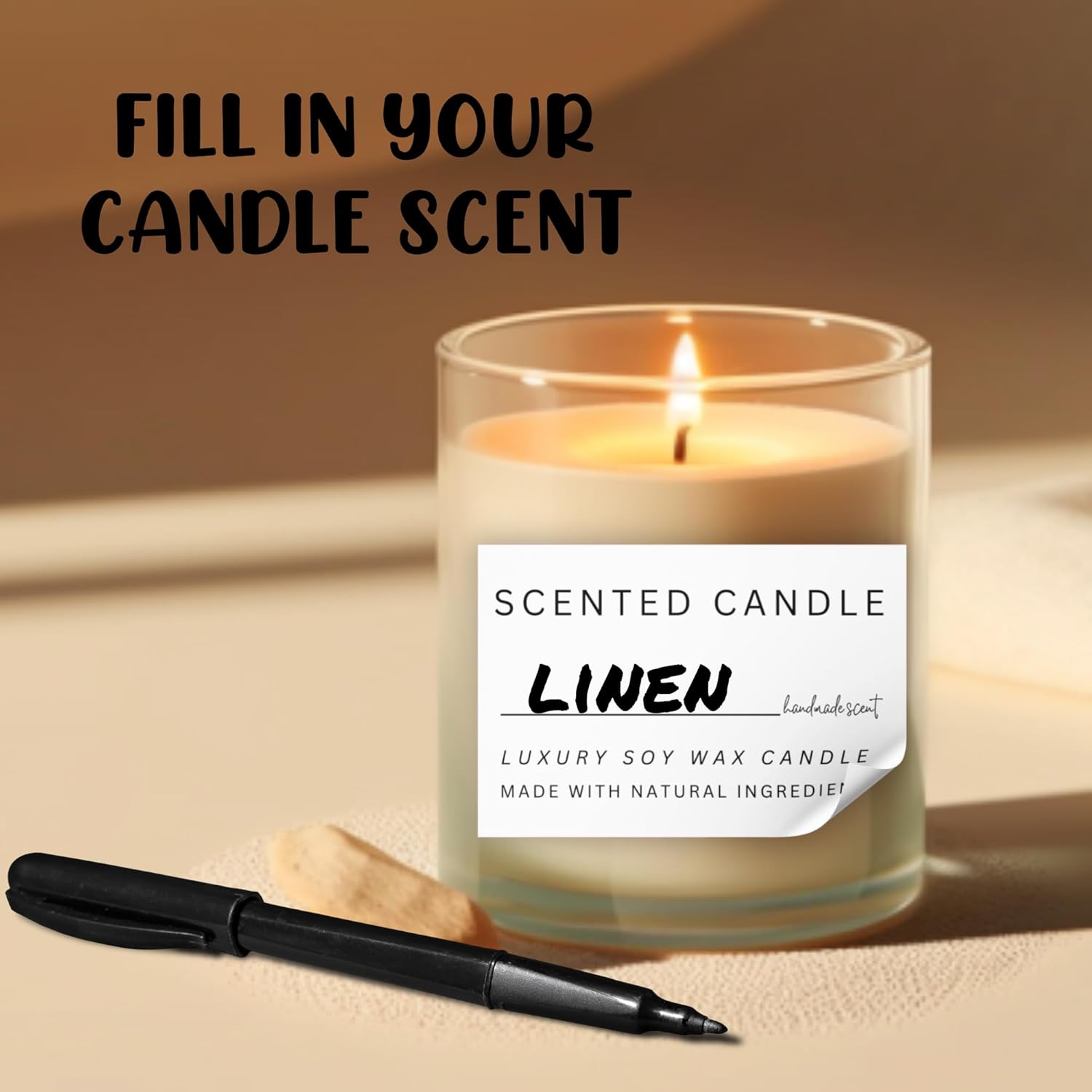 Handmade Candle Scent Label and Warning Instructions Sticker | 2x3” 250 pc Roll Stickers Tags Wax Jar DIY for Selling Minimalist Hand Poured Candles Labels - Image 3