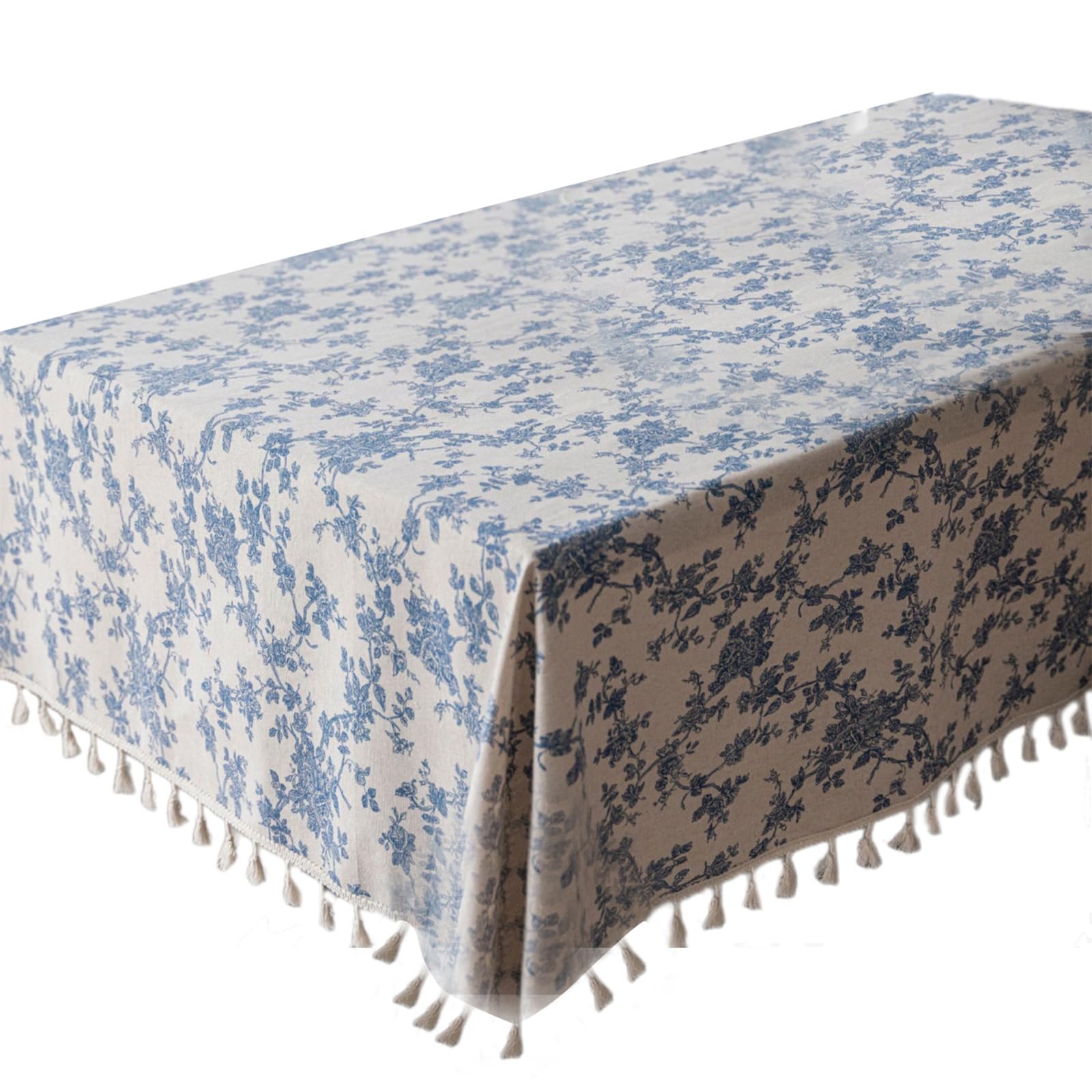 Tsophreniq And White Print Farmhouses Tablecloth Cotton Linen Materials Multiple Dining Table Size Wrinkleproof Cotton Table Cover