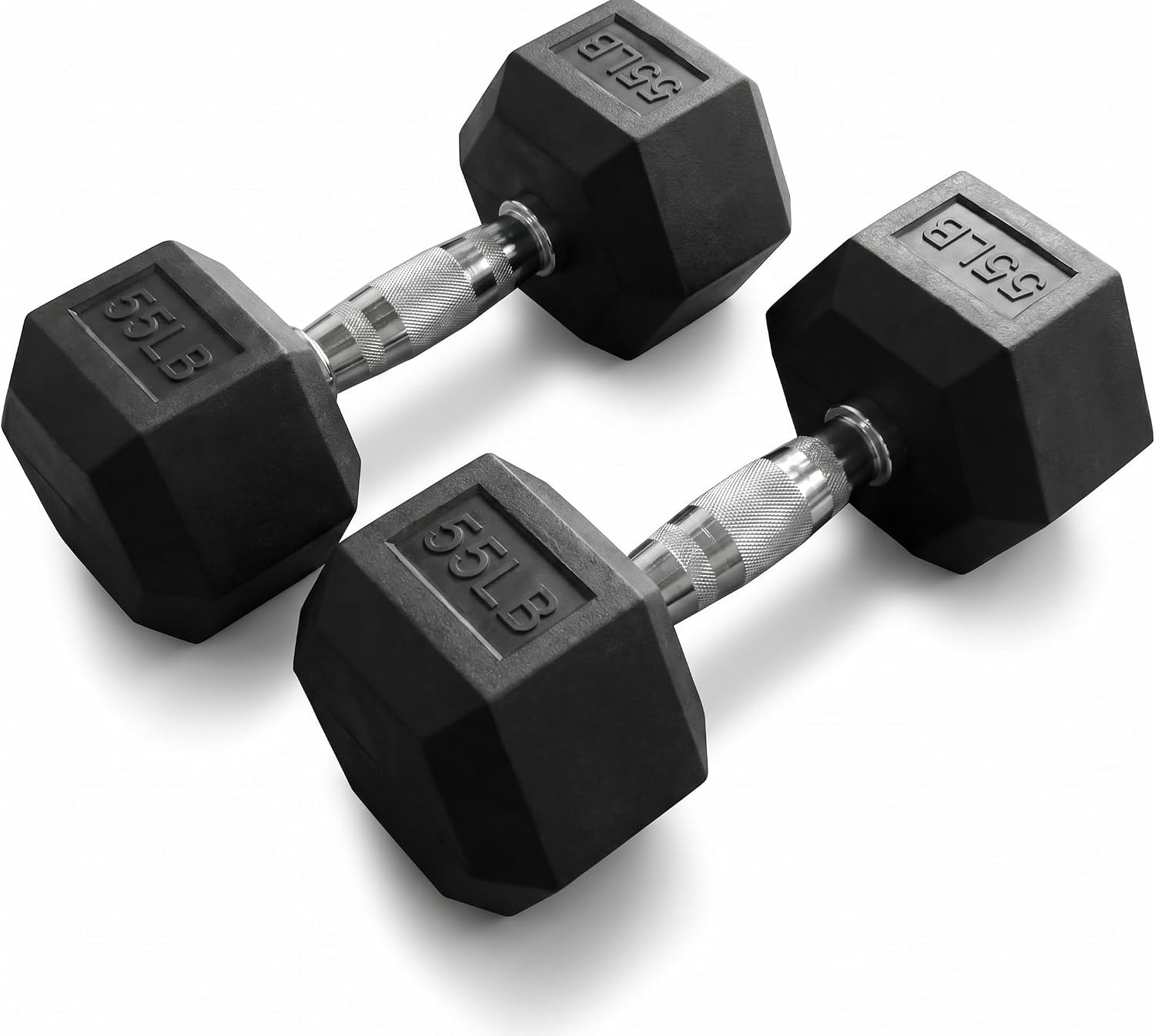 5-100 lb Rubber Hex Dumbbell Set