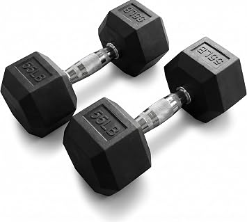 5-100 lb Rubber Hex Dumbbell Set | Heavy-Duty Free Weights for Home Gym Strength Training, Muscle Building & Full Body Workouts, No Rack Included