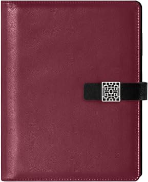 Burgundy Red A5 Binder 6 Ring Refillable PU Leather Notebook Journal with Magnetic Buckle Closure Loose Leaf Travel Office Planner Budget Binder Notepad Portfolio, Elegant