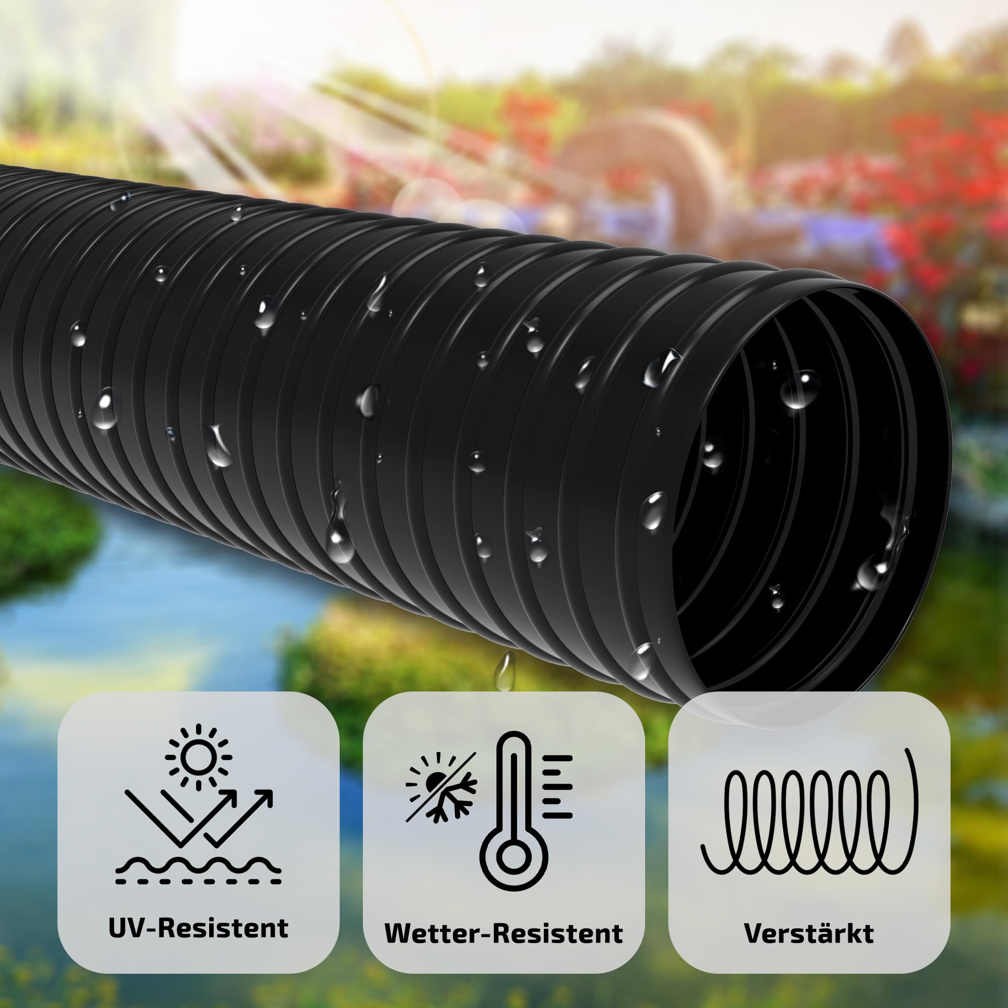 Teichschlauch *SCHWARZ Pumpenschlauch Förderschlauch Spiralschlauch Pumpen Druckschlauch Saugschlauch (25 mm (1") - 20 Meter)