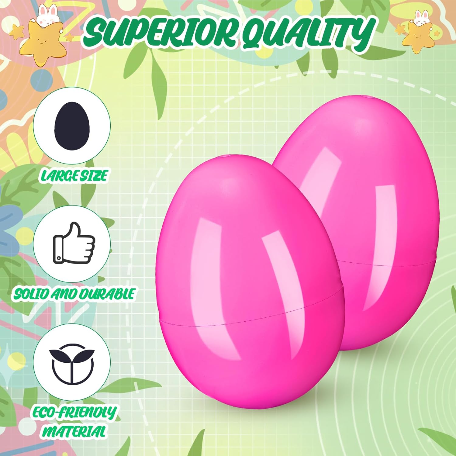 Silipull 36 Pack 3.1 Inch Jumbo Empty Plastic Eggs, Fillable Eggs for Egg Hunts, Candy Basket Stuffers, Party Favors, DIY Crafts(Pink)