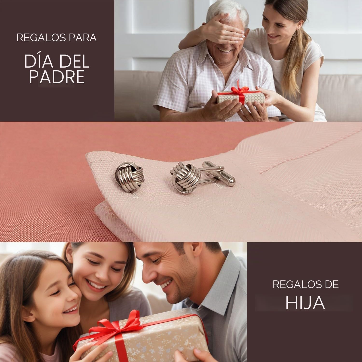 LeCalla Gemelos de plata de ley para hombre para papá, padre, abuelo