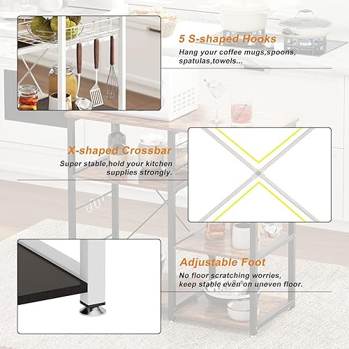 Miniatura 7 de Estante de cocina de 3 niveles de Soges con funciones de soporte para horno de microondas, carrito de almacenamiento y estante para área de trabajo,