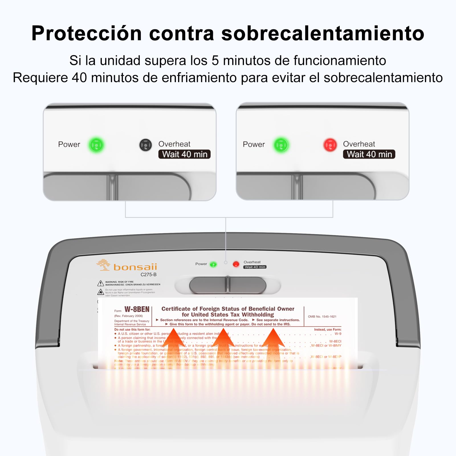 Bonsaii Destructora de Papel 12 Hojas Microcorte, Papelera 21L | Nivel de seguridad DIN P-4, sistema antiatascos, protección térmica, ideal para oficina y hogar, C275-B