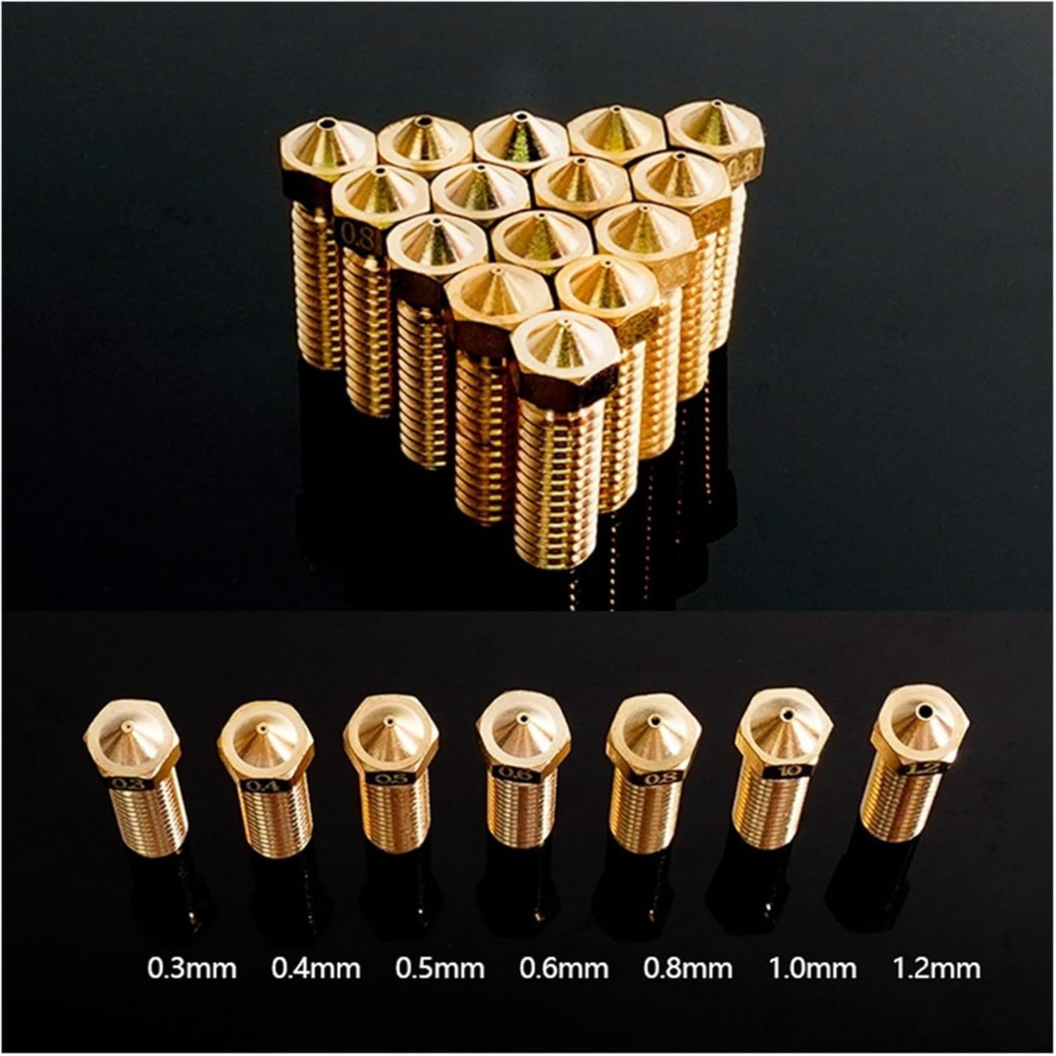 3D Printer Volcano Hotend Nozzle Kit - Compatible with E3D M6 Thread, 0.2-1.2mm Sizes for 1.75mm/3mm Filaments | Upgrade Accessory(10Pcs Stainless Stee,0.4mm)
