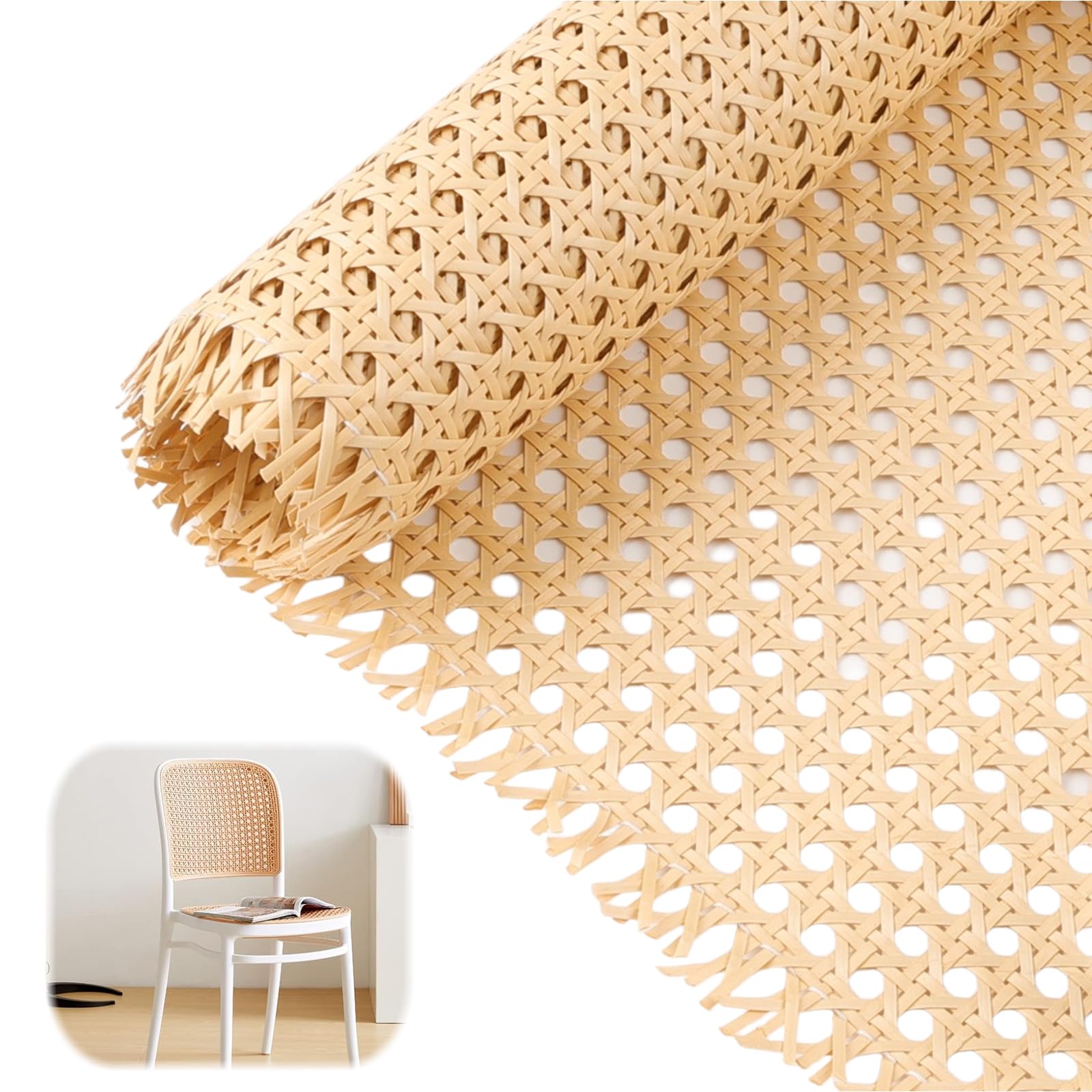 BDHYYM Rattan Webbing Roll 40 x 150 cm (15.7x59 Inch), PE Plastic Rattan Roll Cane Webbing Rattan Sheet for Chair, Furniture, Dresser, Armchair, Cupboard Door