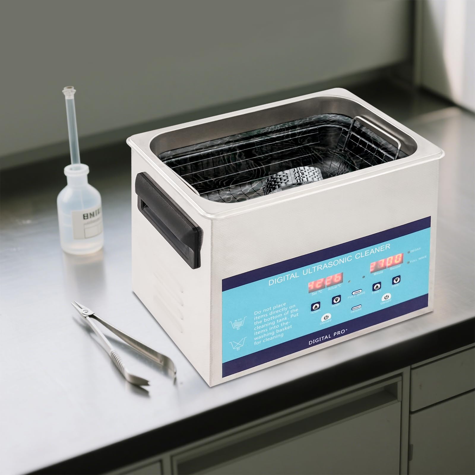 3L 40KHz Ultraschallreinigungsgerät Edelstahl Ultraschallreiniger mit Heizung, 0-80°C Einstellbare Temperatur Ultraschall-Reinigungsmaschine, Ultraschall-Reinigungsmaschine mit LED-Display