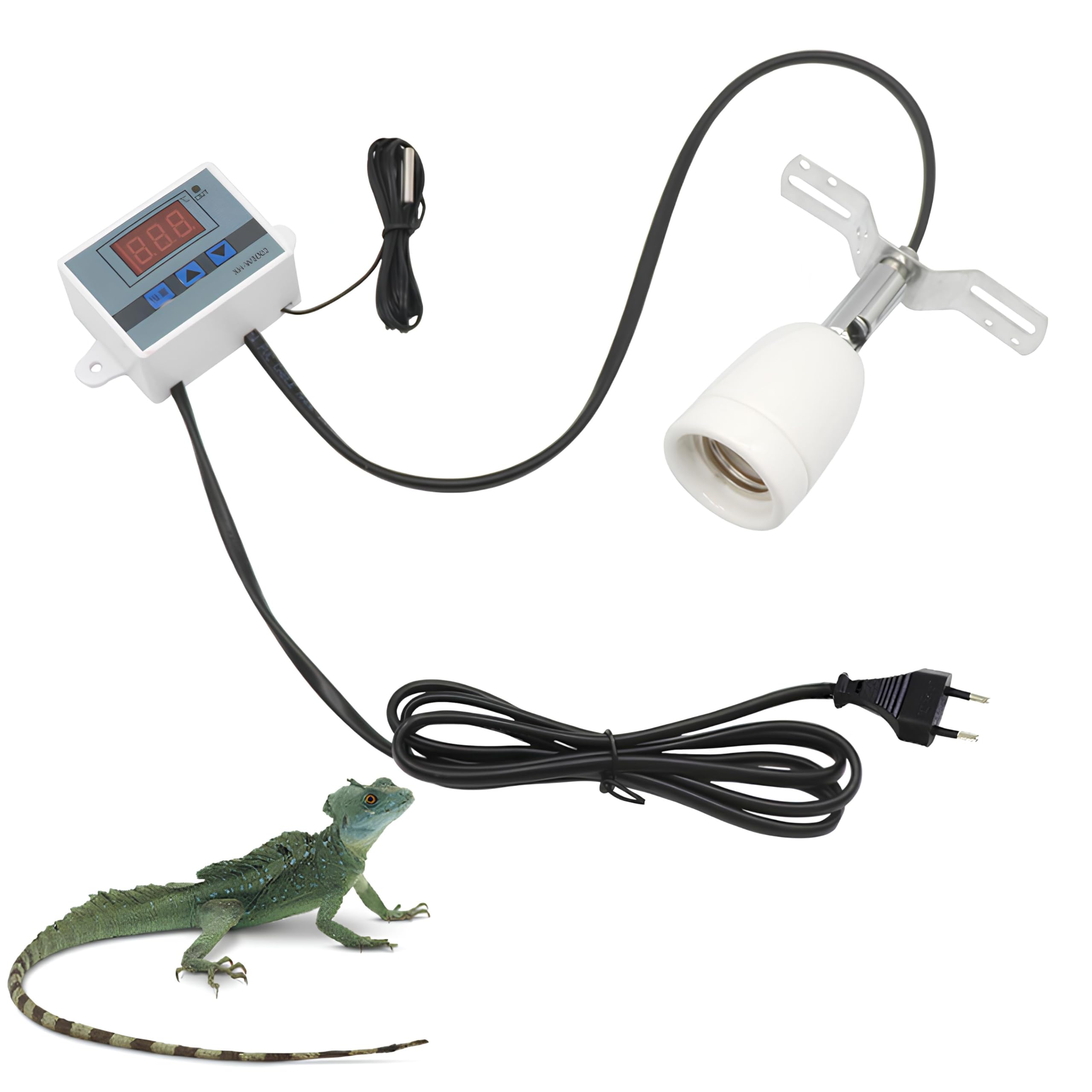 Reptile Heat Lamp Base, Reptil Heat - Lampe mit Temperaturregler, Keramik Lampe Halter für Reptilien, E27 Heiz Lampenfassung, Porzellanfassung 360° Drehbar für Aquarium, Schlangen, Eidechsen UV Licht