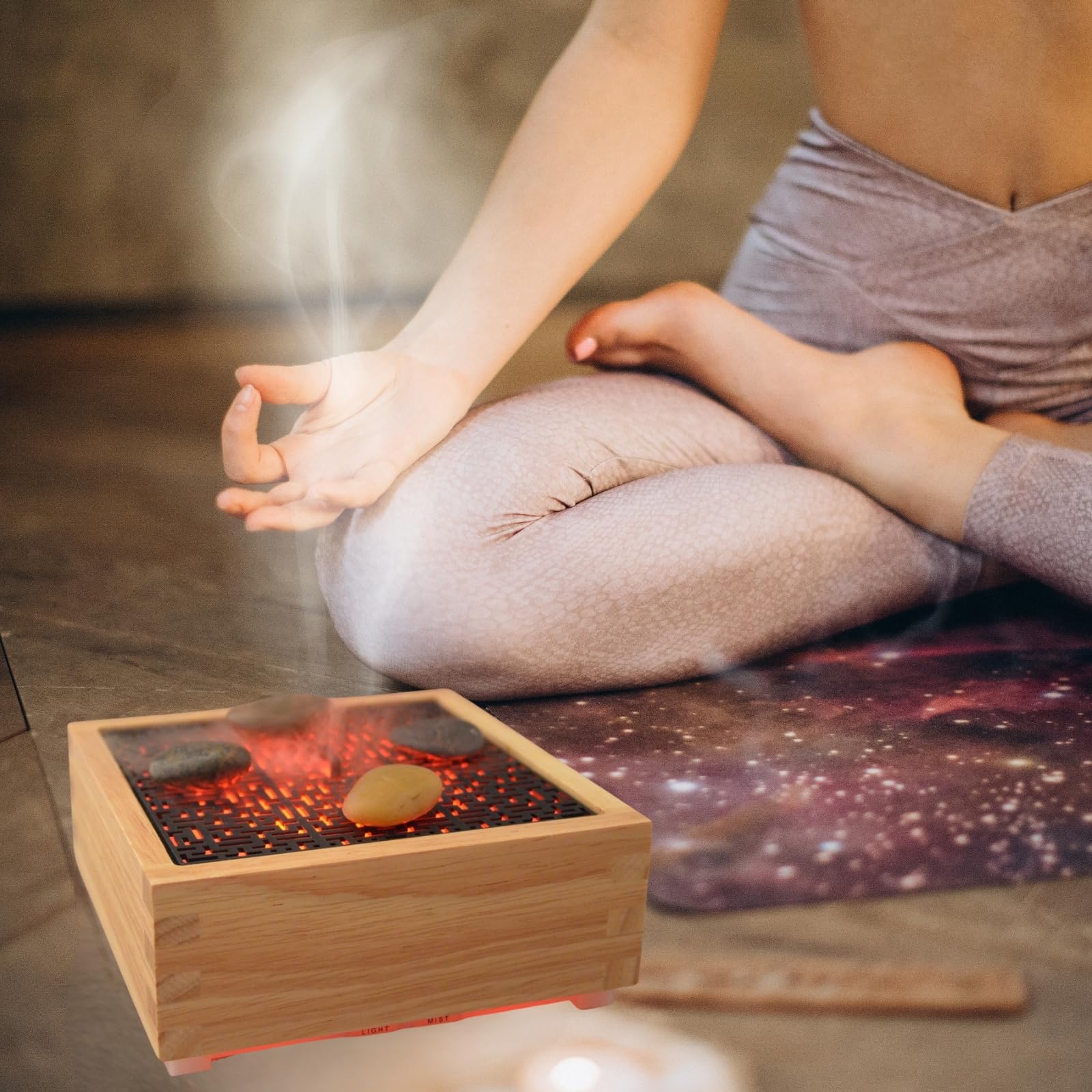 Zen'Arôme - Diffusor Kaori - Luftbefeuchter für ätherische Öle - Ultraschall-Aromatherapie-Vernebler - Elektrische Duftlampe in Naturholz-Design mit LED-Beleuchtung und automatischer Abschaltung